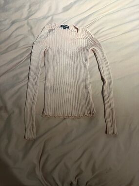 Express Ribbed Crewneck Top in Light Blush Pink